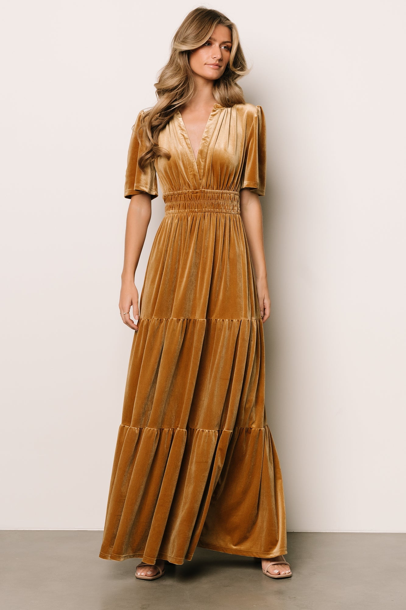 Artemis Velvet Maxi Dress | Dark Gold - Baltic Born