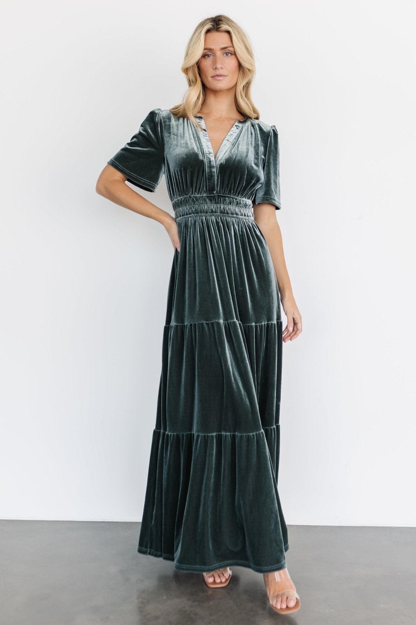 Artemis Velvet Maxi Dress | Eucalyptus - Baltic Born