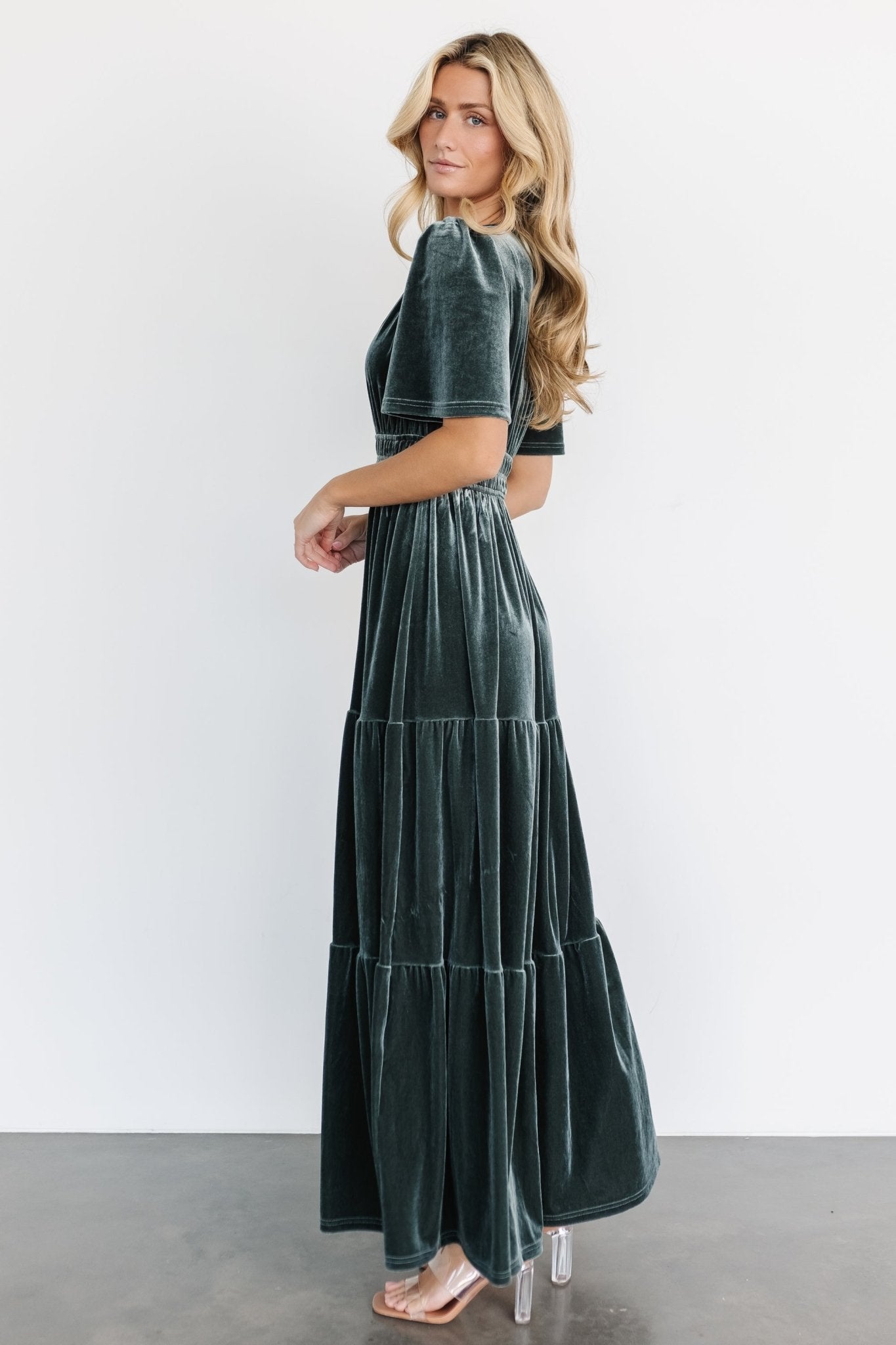 Artemis Velvet Maxi Dress | Eucalyptus - Baltic Born