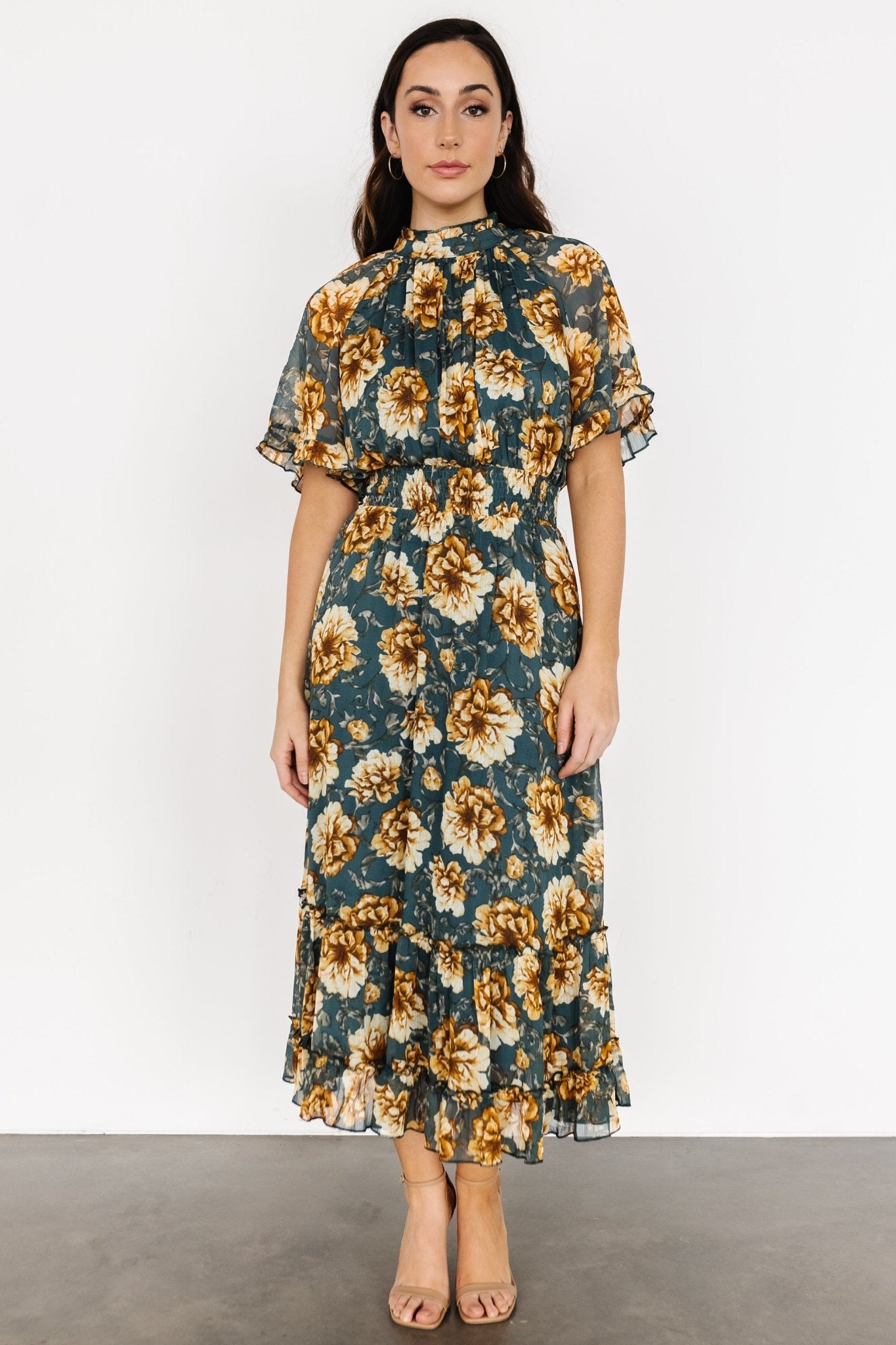 Ashton Maxi Dress | Topaz + Gold Floral - Baltic Born