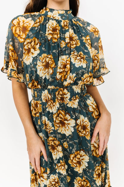 Ashton Maxi Dress | Topaz + Gold Floral - Baltic Born