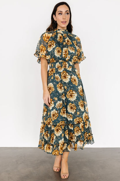 Ashton Maxi Dress | Topaz + Gold Floral - Baltic Born