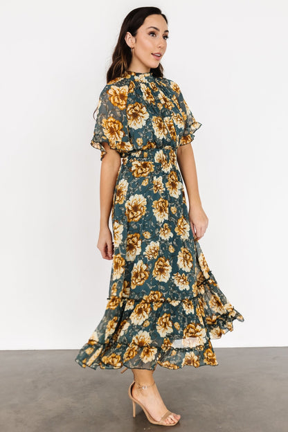 Ashton Maxi Dress | Topaz + Gold Floral - Baltic Born