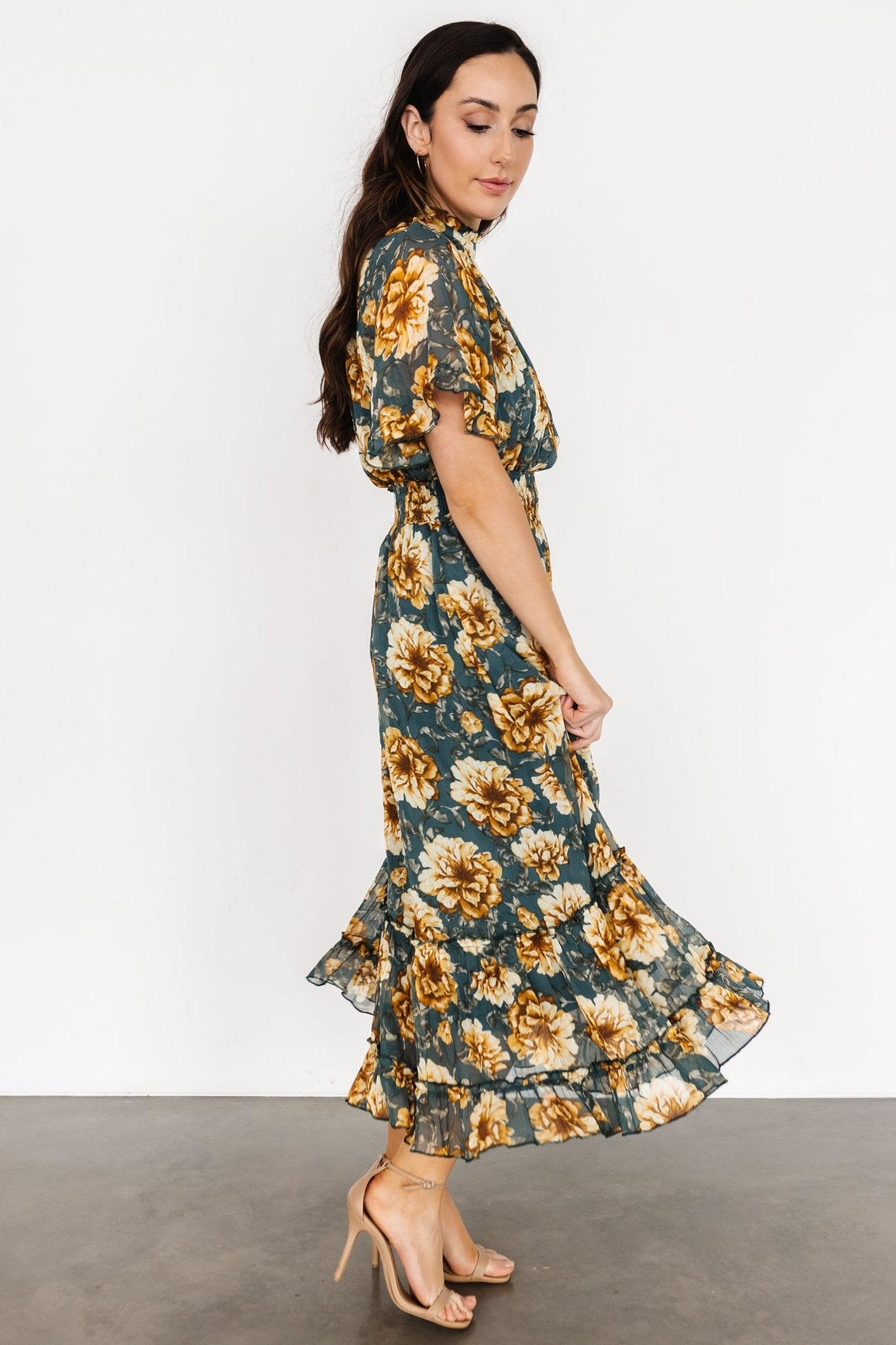 Ashton Maxi Dress | Topaz + Gold Floral - Baltic Born