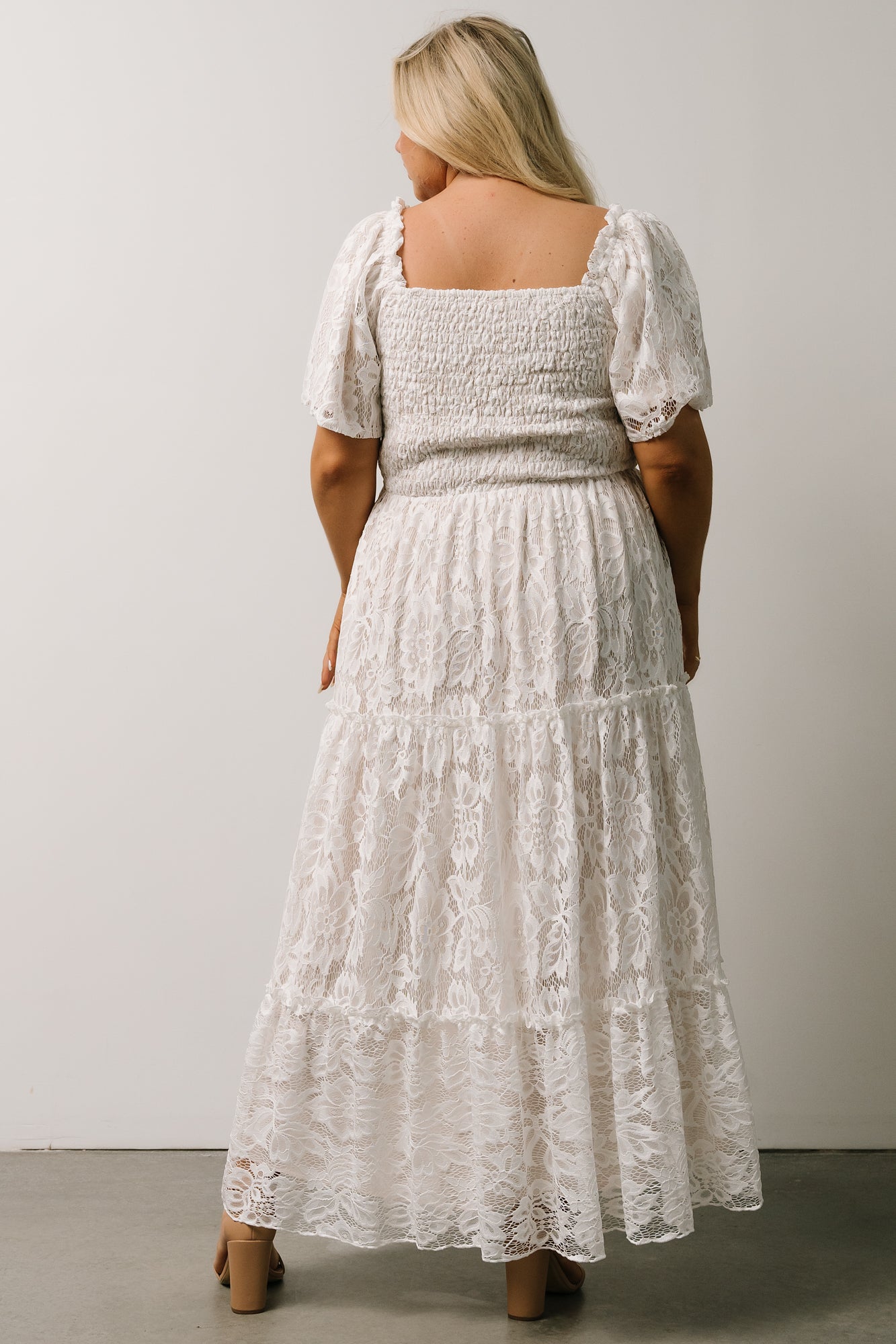 Aspen Smocked Lace Maxi Dress | Off White - Baltic Born