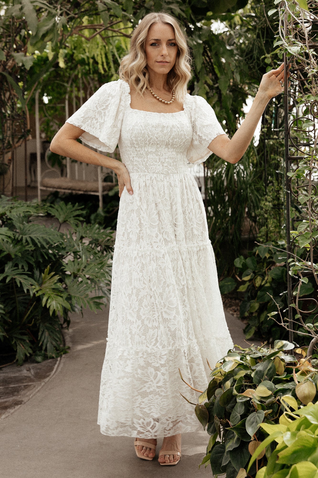 Aspen Smocked Lace Maxi Dress | Off White - Baltic Born