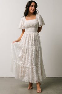 Aspen Smocked Lace Maxi Dress | Off White | Baltic Born
