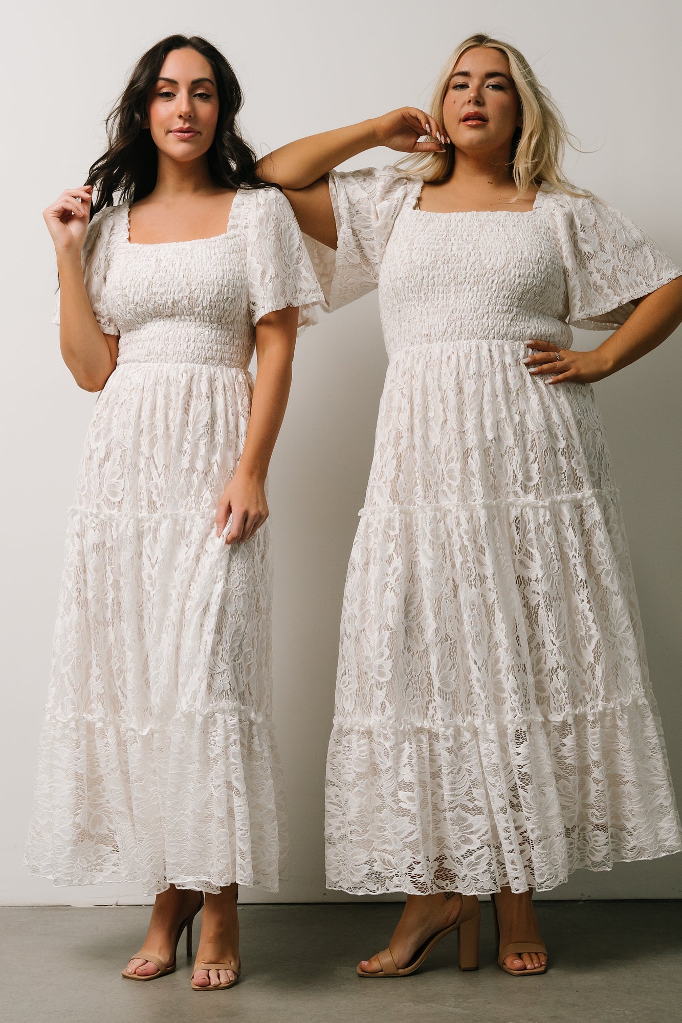 Aspen Smocked Lace Maxi Dress | Off White - Baltic Born