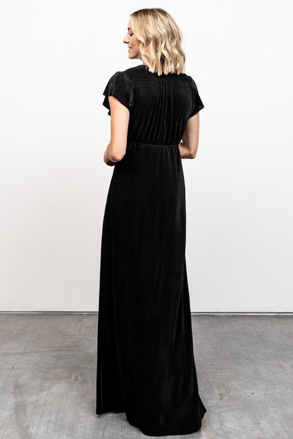 Athena Pleated Maxi Dress | Black - Baltic Born