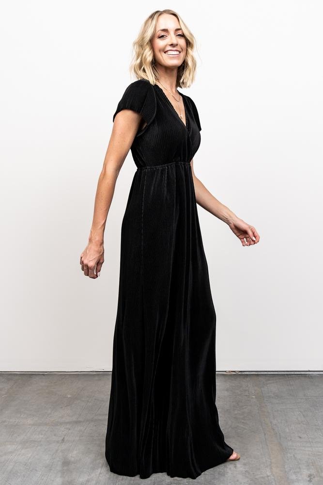 Athena Pleated Maxi Dress | Black - Baltic Born