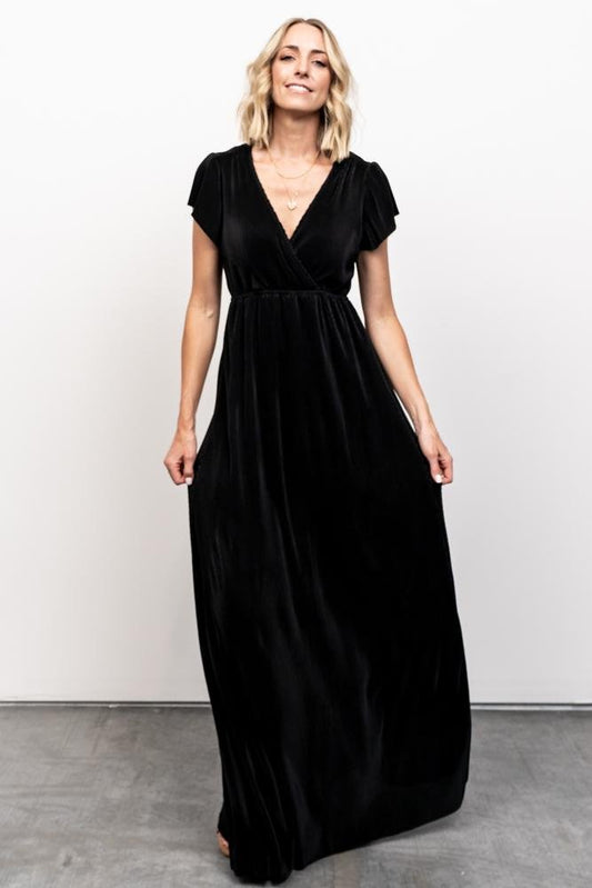 Athena Pleated Maxi Dress | Black - Baltic Born