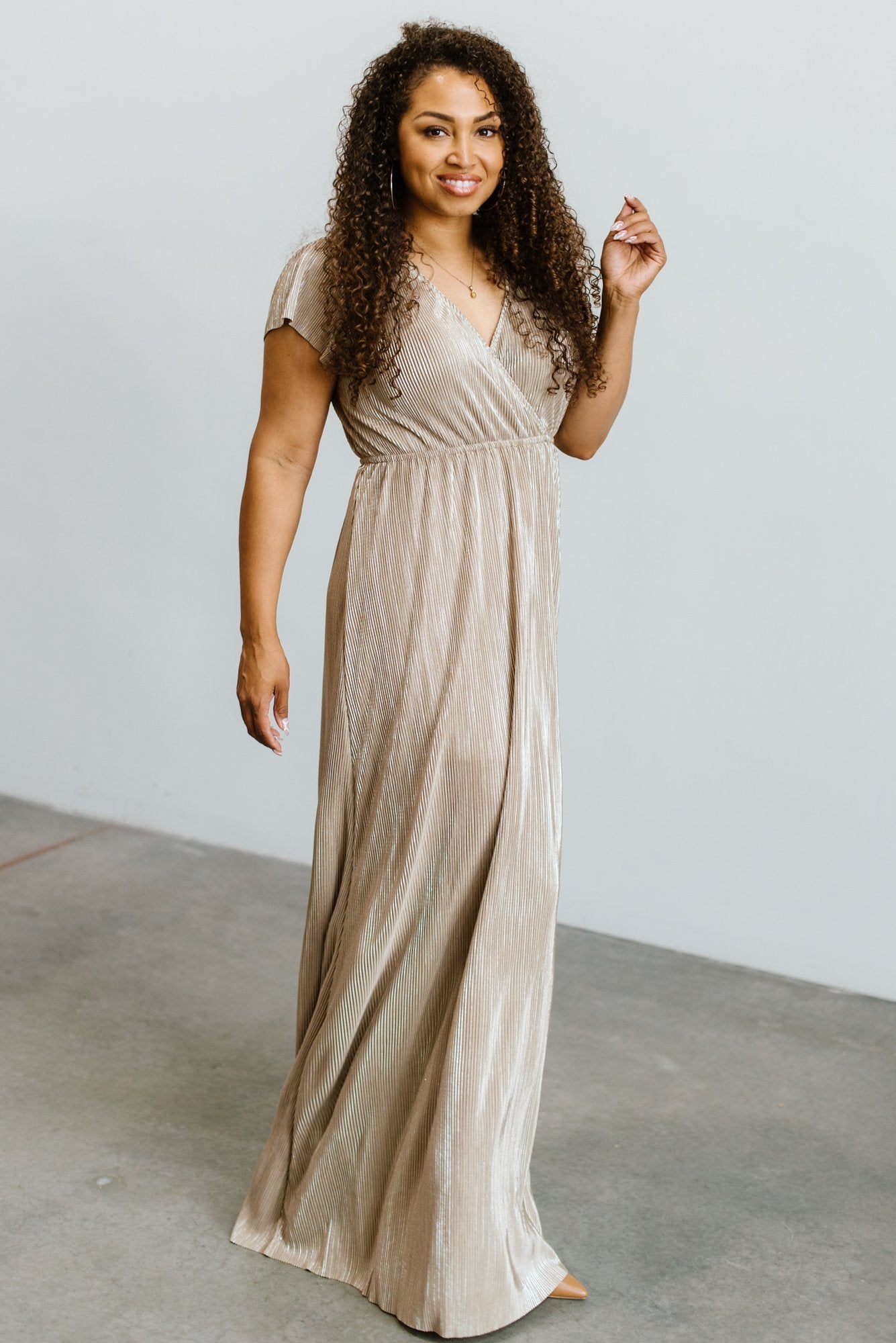 Athena Pleated Maxi Dress | Gold - Baltic Born