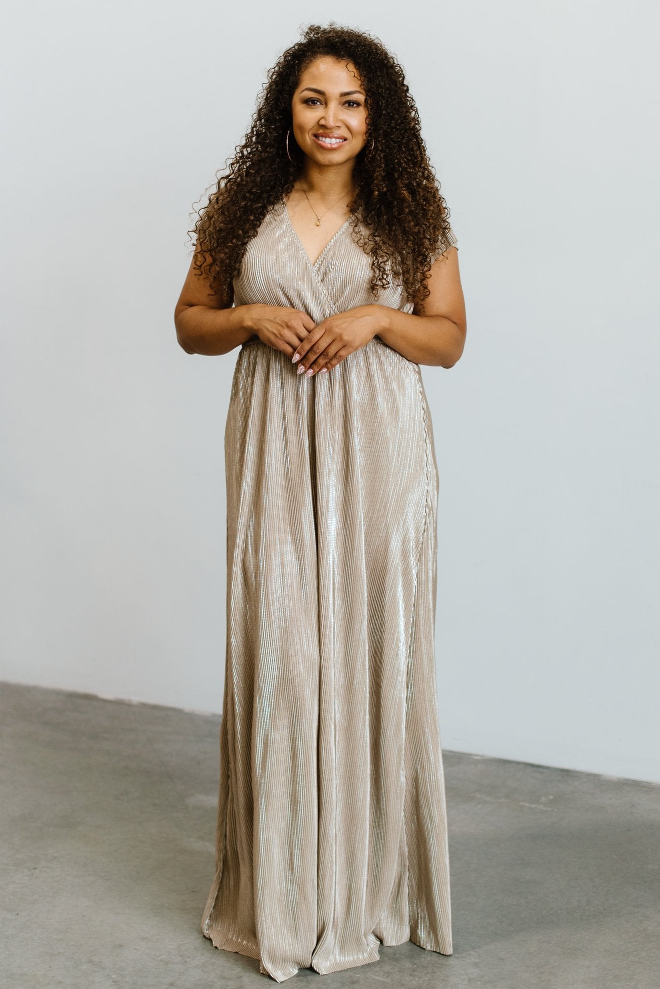 Athena Pleated Maxi Dress | Gold - Baltic Born