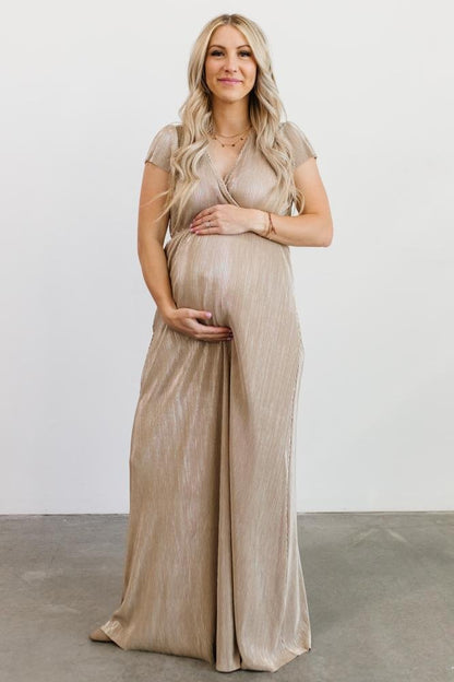 Athena Pleated Maxi Dress | Gold - Baltic Born