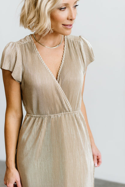 Athena Pleated Maxi Dress | Gold - Baltic Born