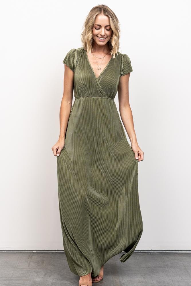 Athena Pleated Maxi Dress | Sage | Baltic Born