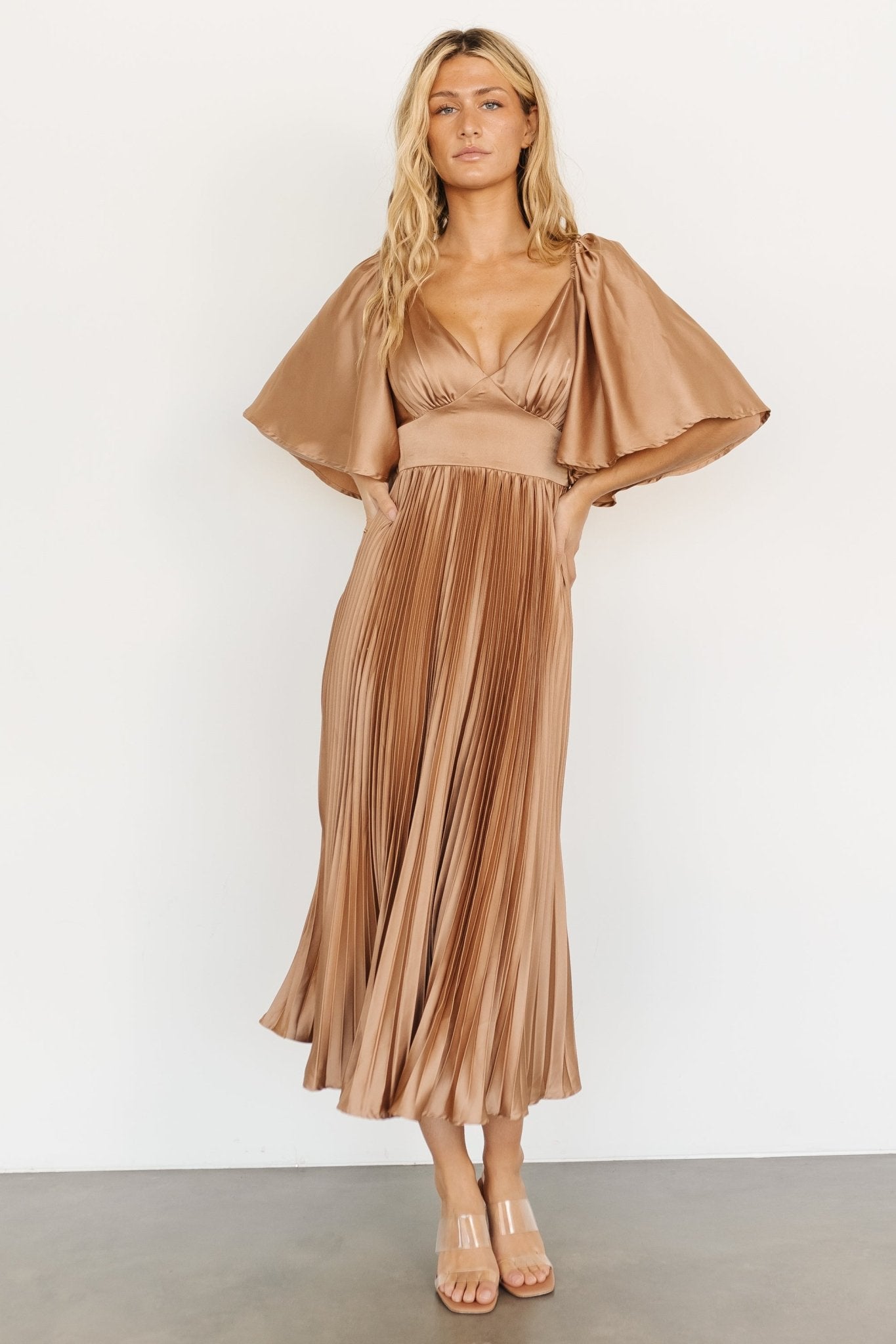 Aubree Pleated Dress | Champagne - Baltic Born