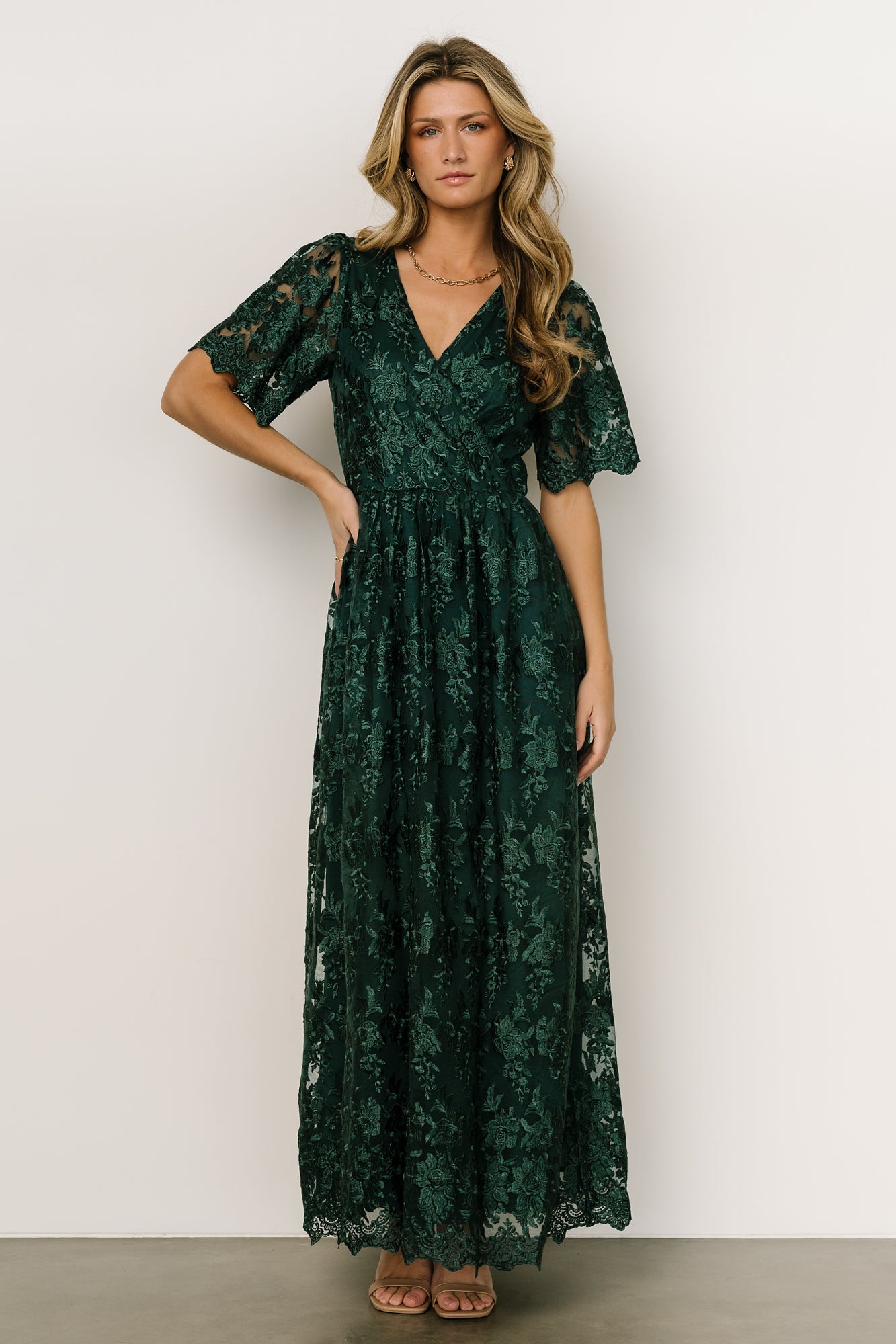 Aurora Embossed Maxi Dress | Emerald | Baltic Born