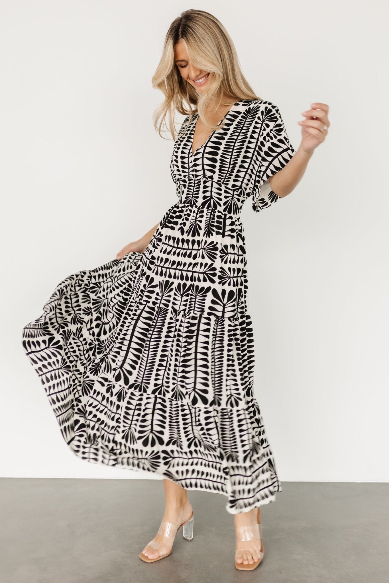 Austin Kimono Dress | Black Print - Baltic Born