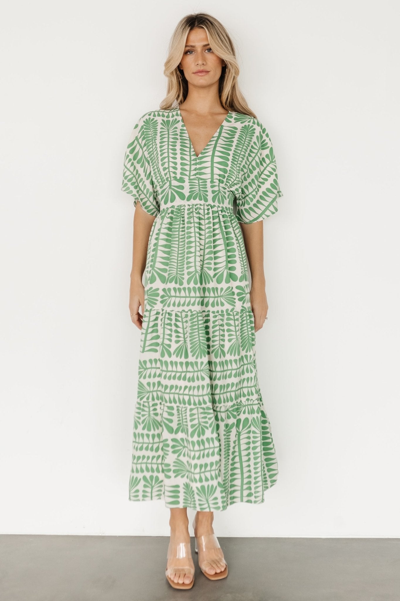 Austin Kimono Dress | Green Print - Baltic Born