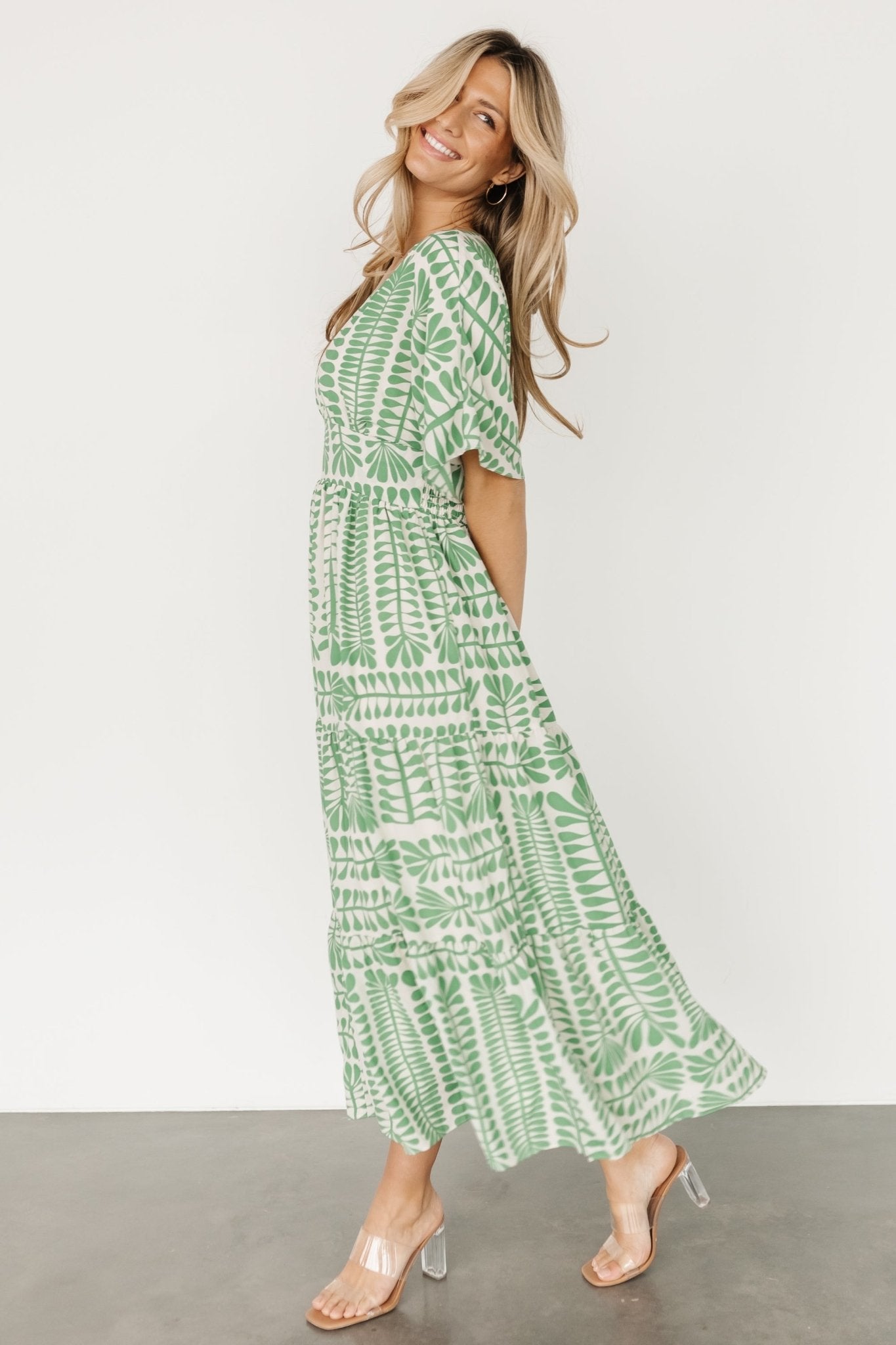 Austin Kimono Dress | Green Print - Baltic Born