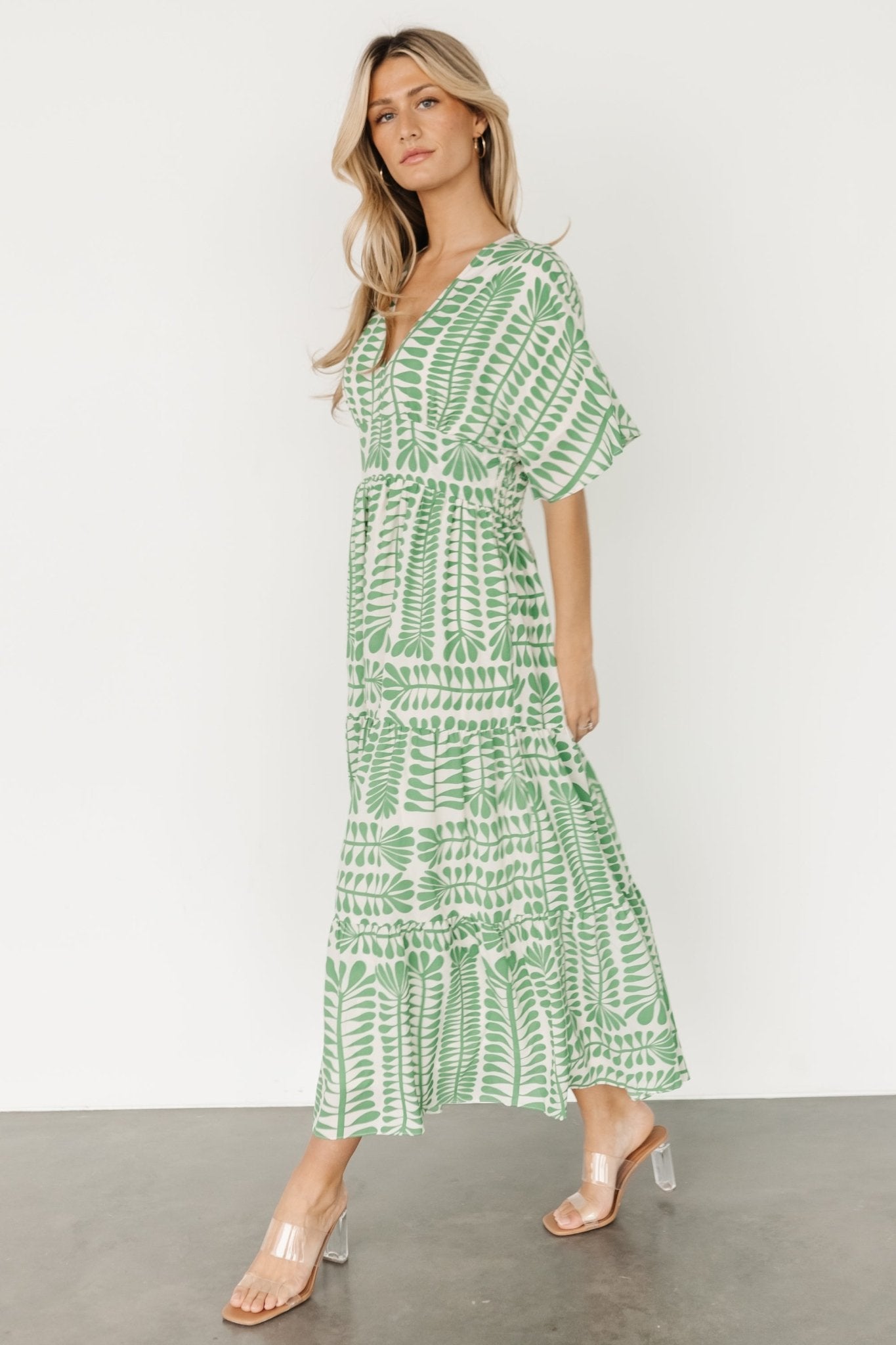 Austin Kimono Dress | Green Print - Baltic Born