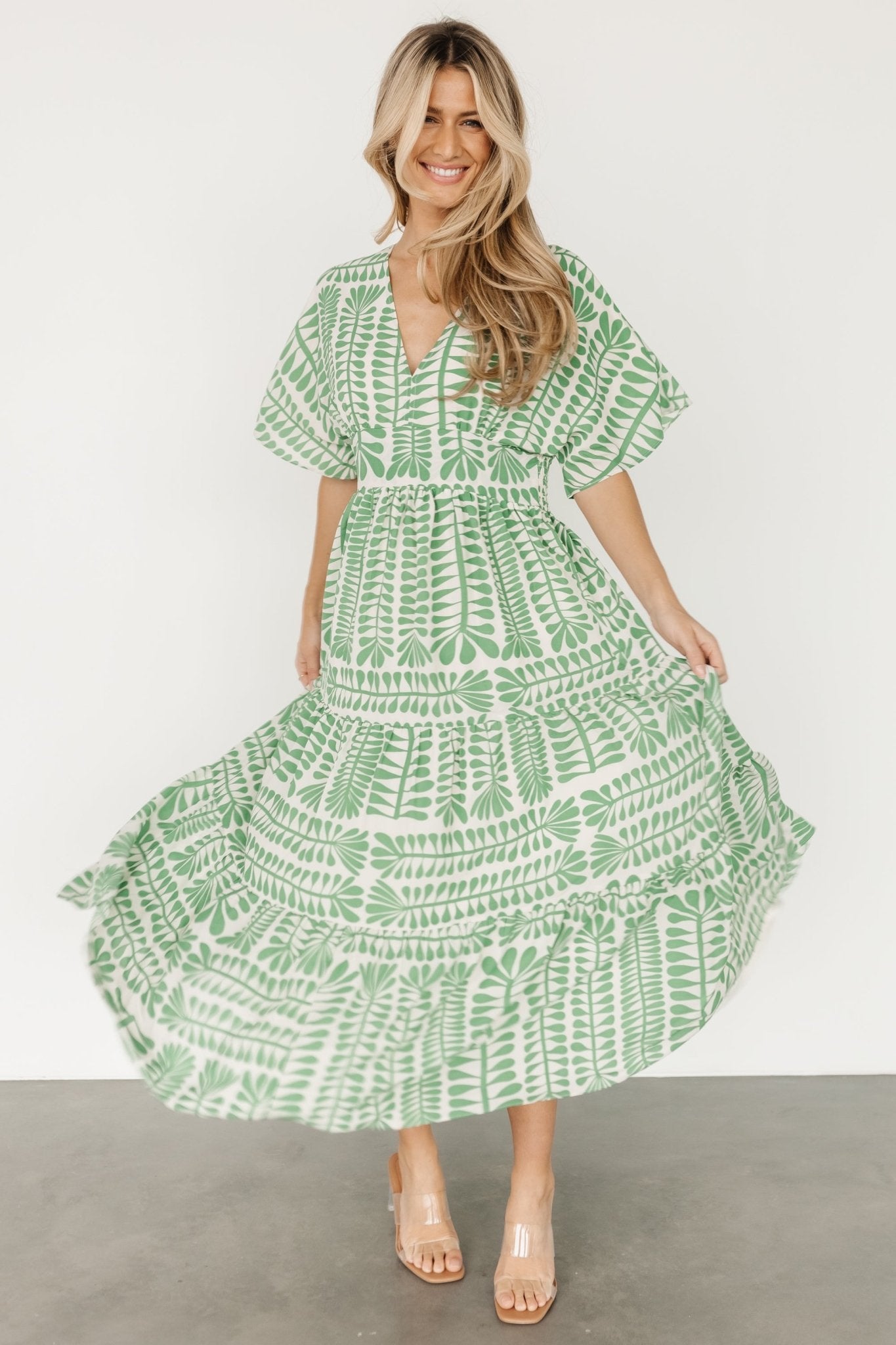 Austin Kimono Dress | Green Print - Baltic Born