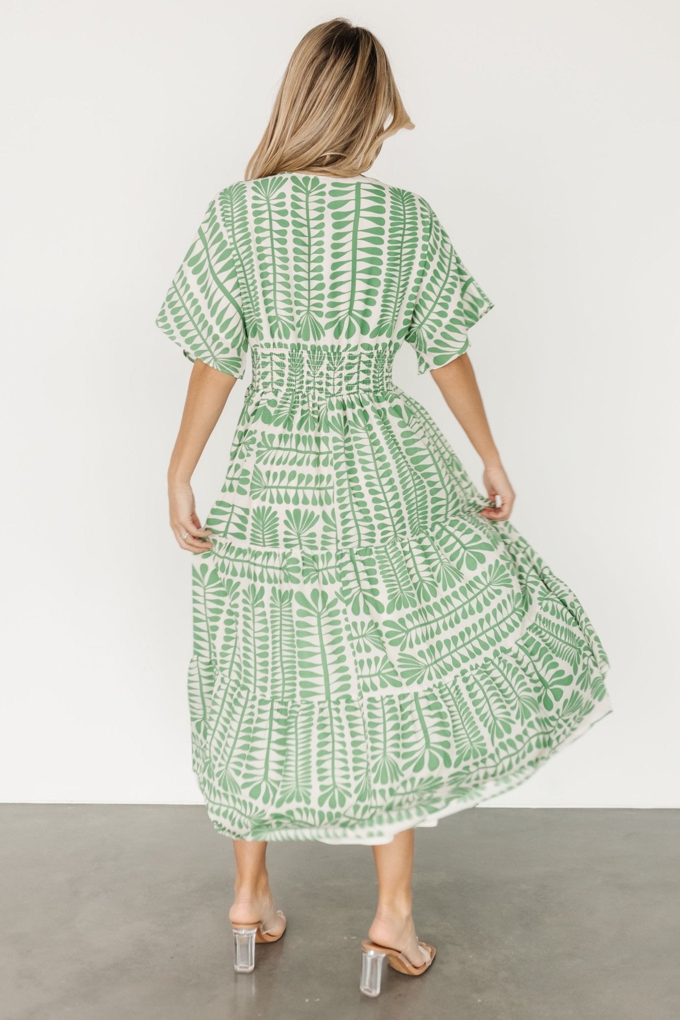 Austin Kimono Dress | Green Print - Baltic Born