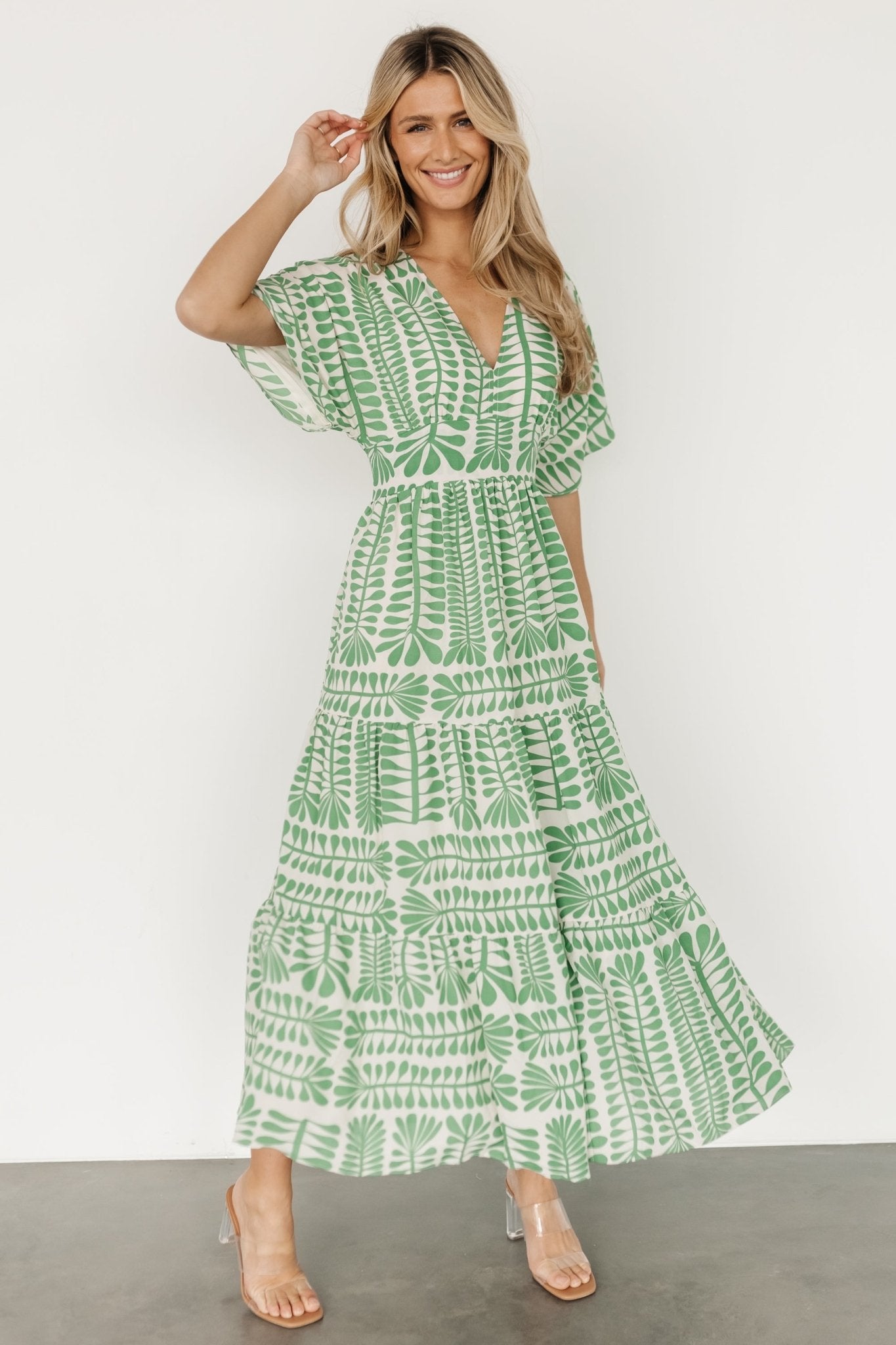 Austin Kimono Dress | Green Print | Baltic Born