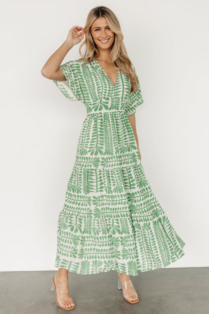 Austin Kimono Dress | Green Print - Baltic Born