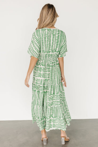 Austin Kimono Dress | Green Print - Baltic Born