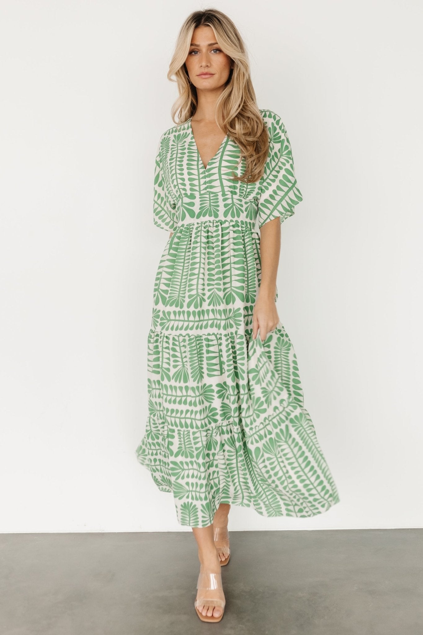 Austin Kimono Dress | Green Print - Baltic Born