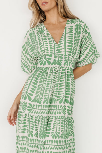 Austin Kimono Dress | Green Print - Baltic Born