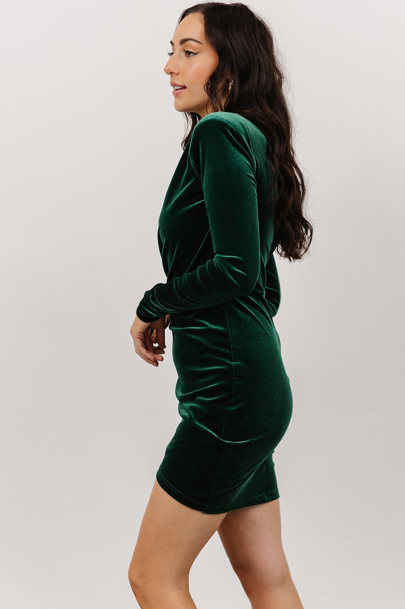 Ava Velvet Mini Dress | Green | Baltic Born