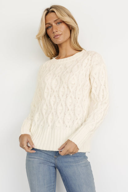 Avoriaz Cable Knit Sweater | Ivory - Baltic Born