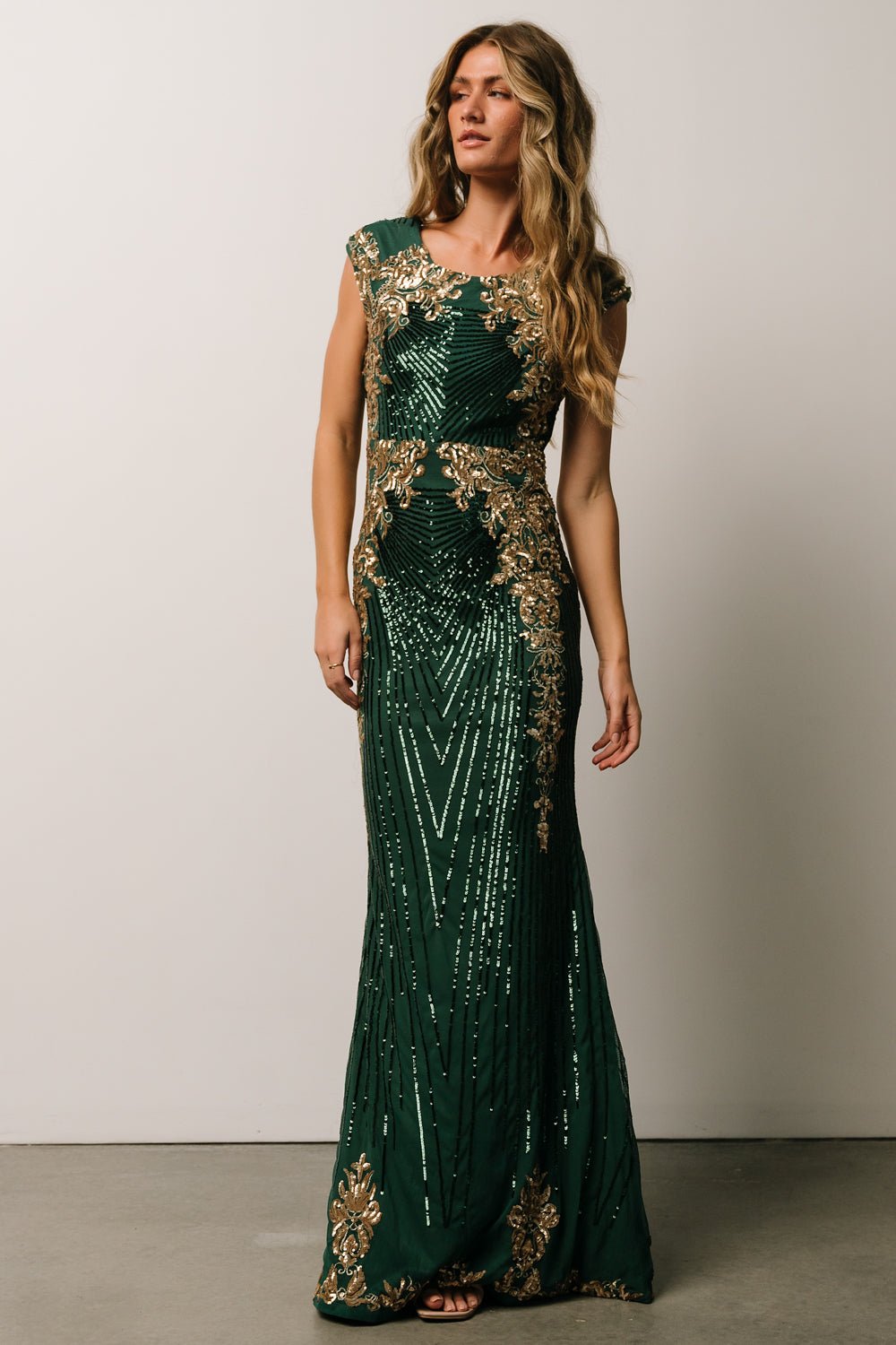 Azura Sequin Gown | Green + Gold - Baltic Born