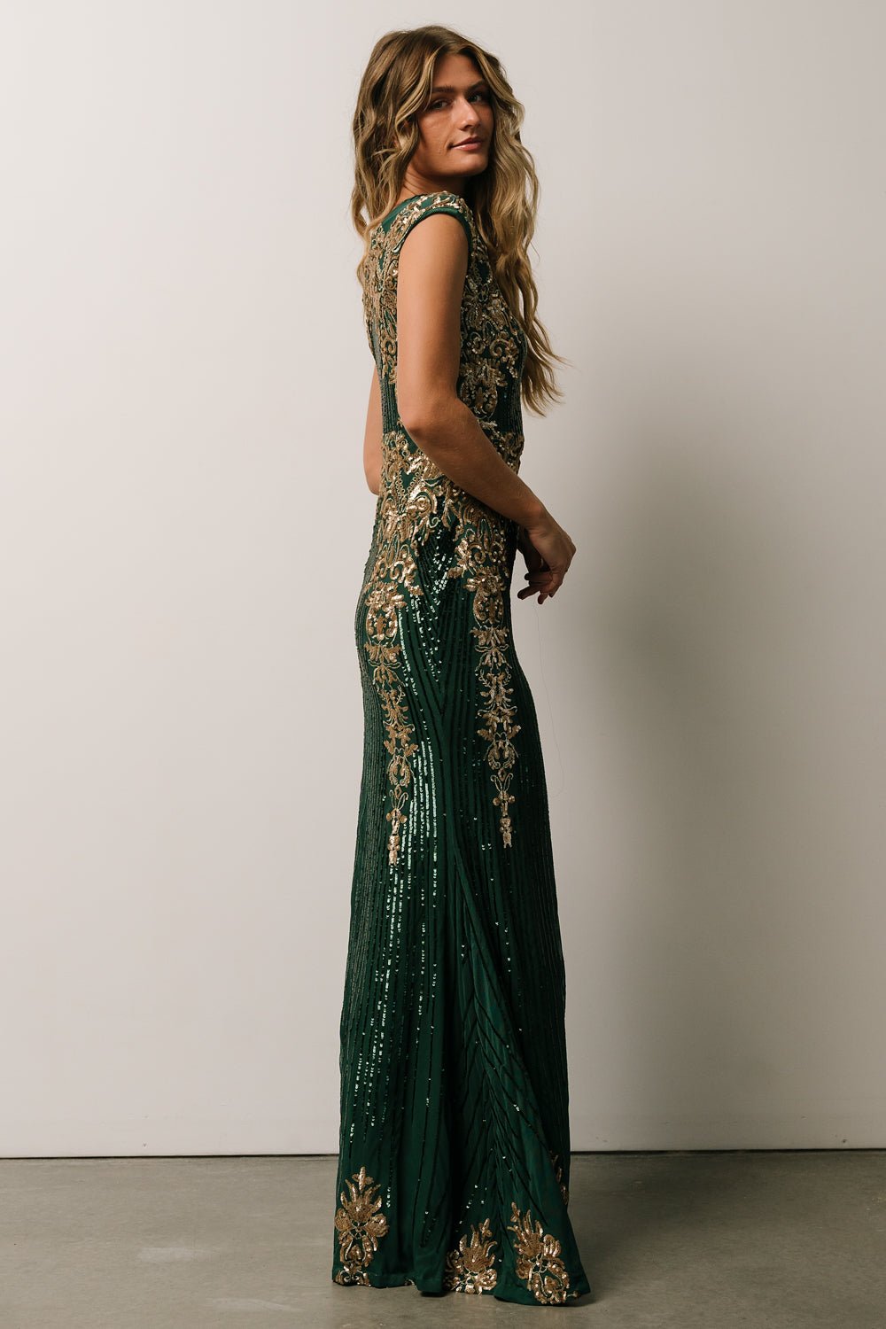 Azura Sequin Gown | Green + Gold - Baltic Born