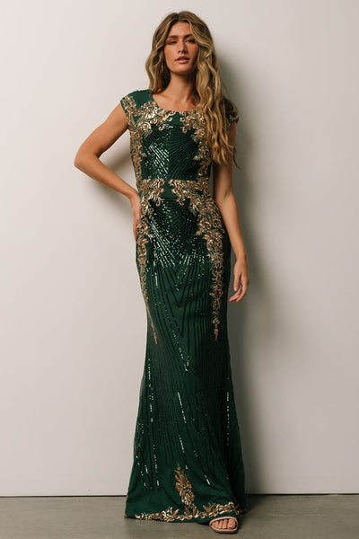 Hunter Green Sequin Floor Length Mermaid Prom Dress - Promfy