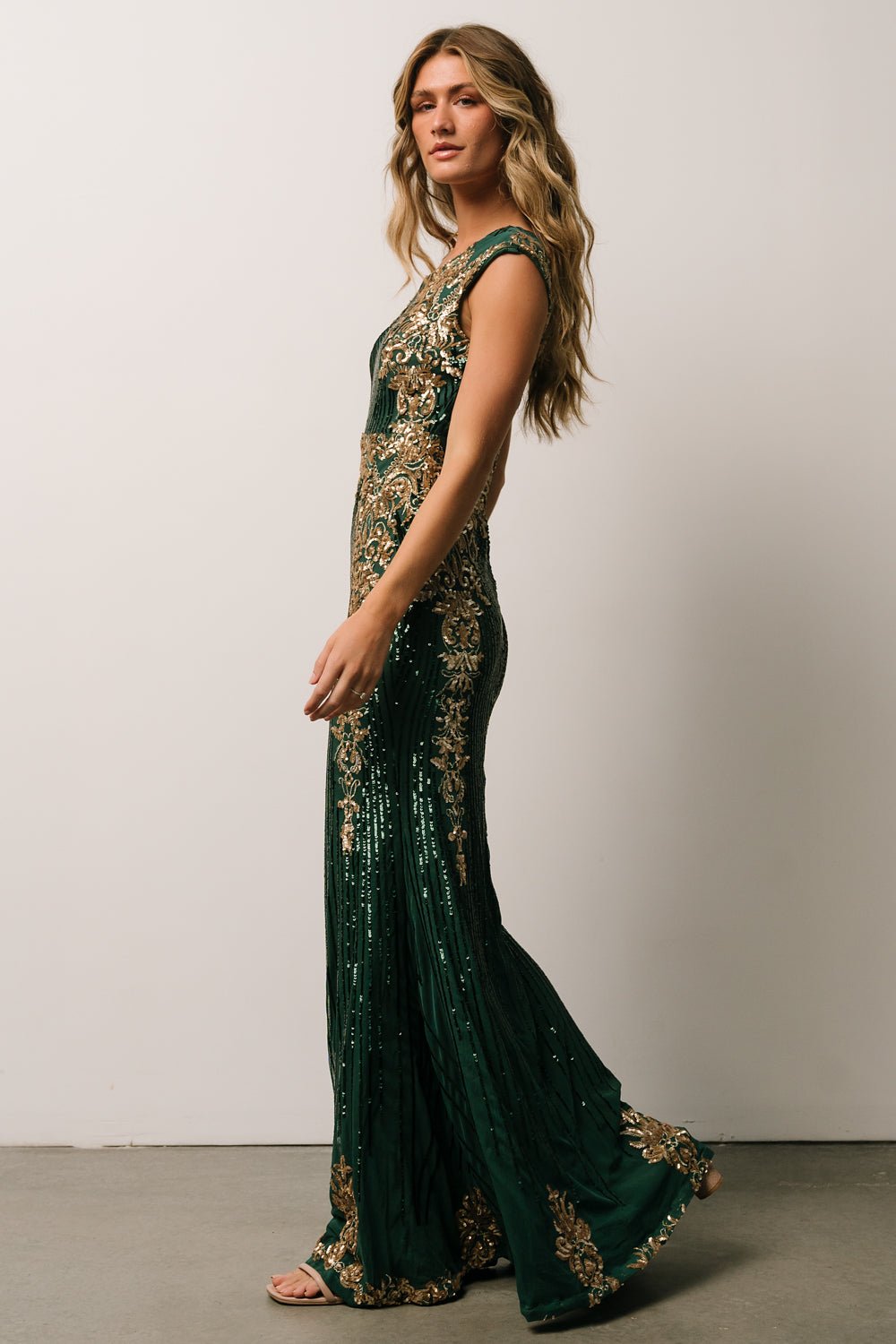 Azura Sequin Gown | Green + Gold - Baltic Born