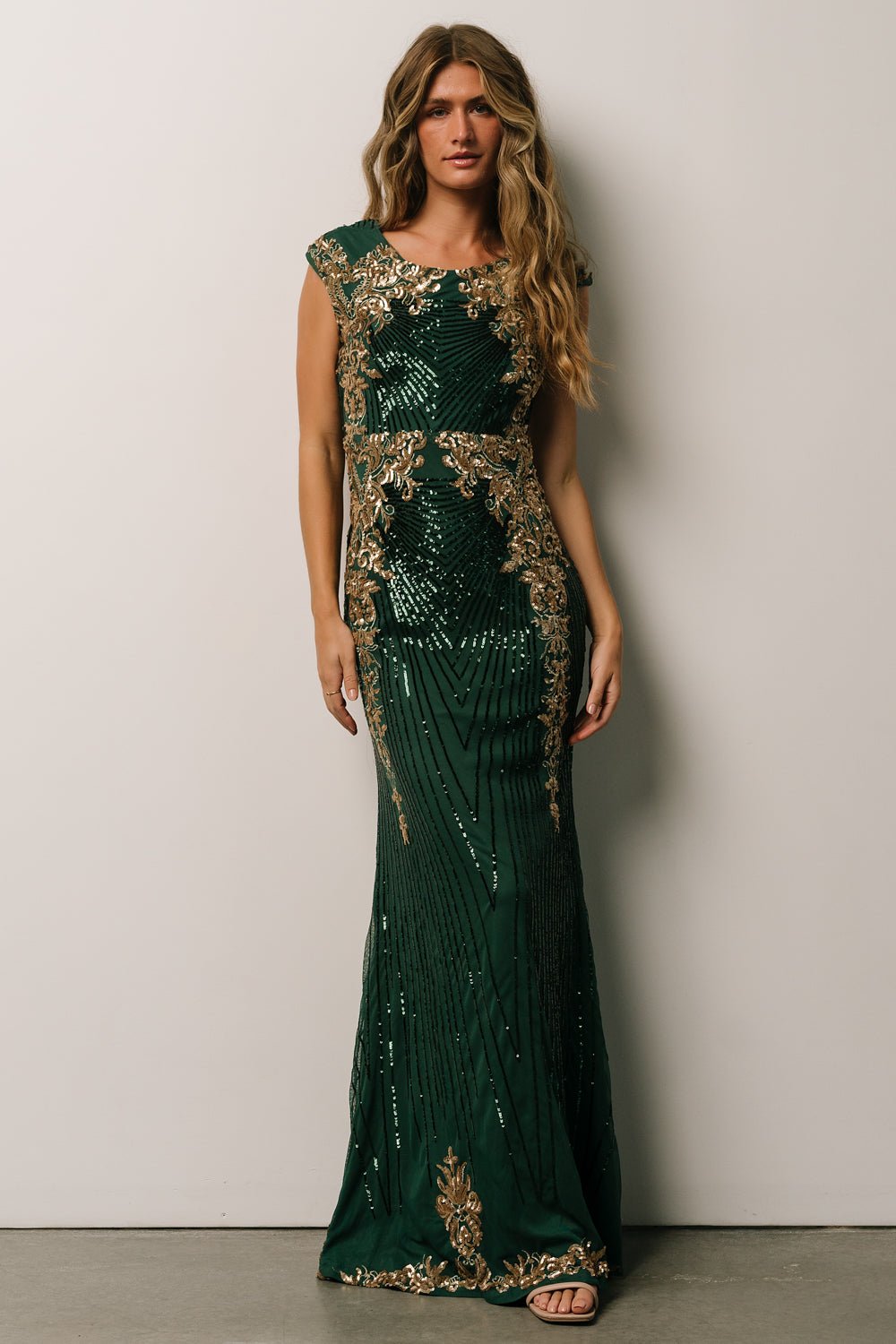 Azura Sequin Gown | Green + Gold - Baltic Born