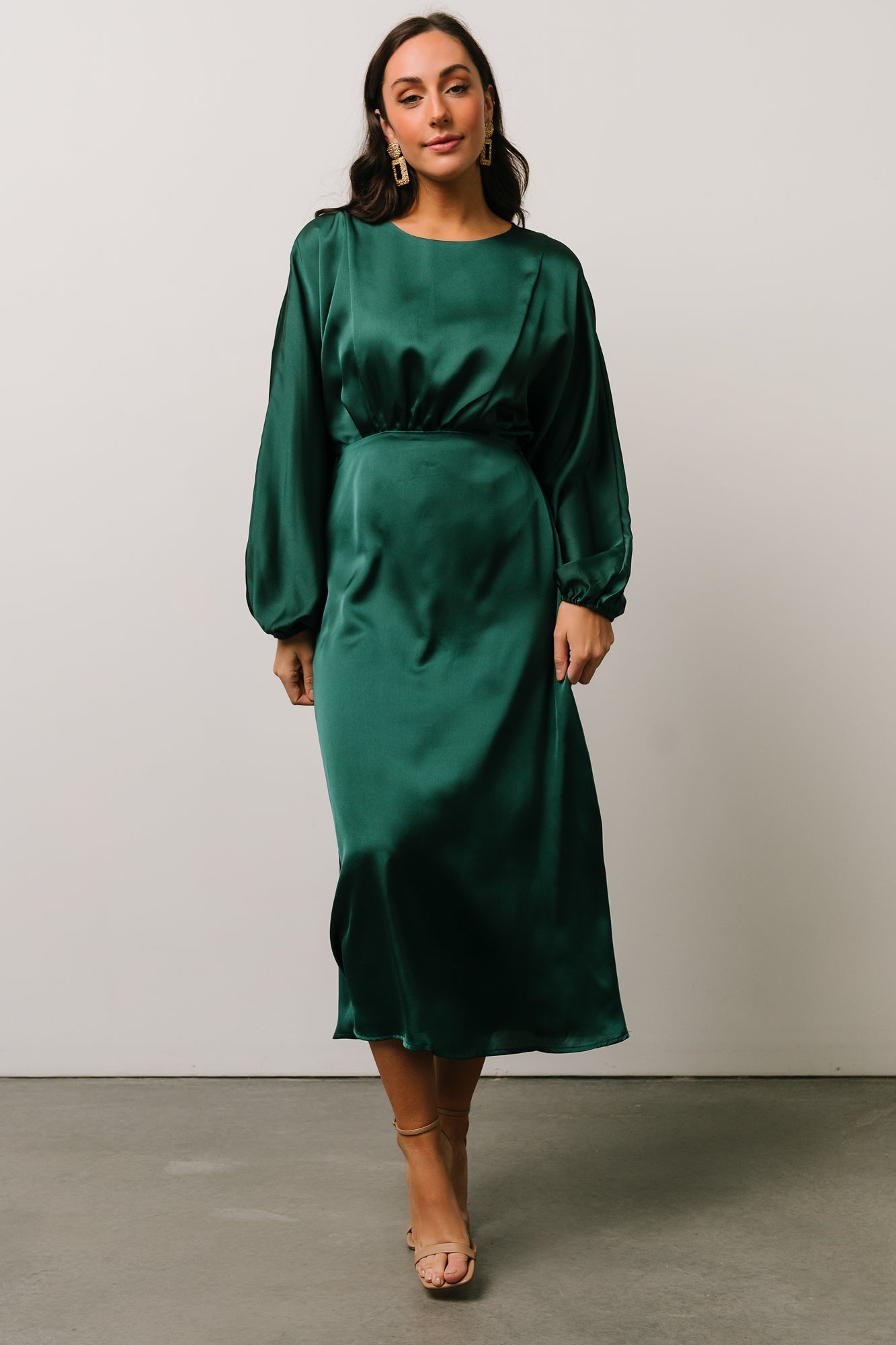 Balta Satin Midi Dress | Emerald - Baltic Born