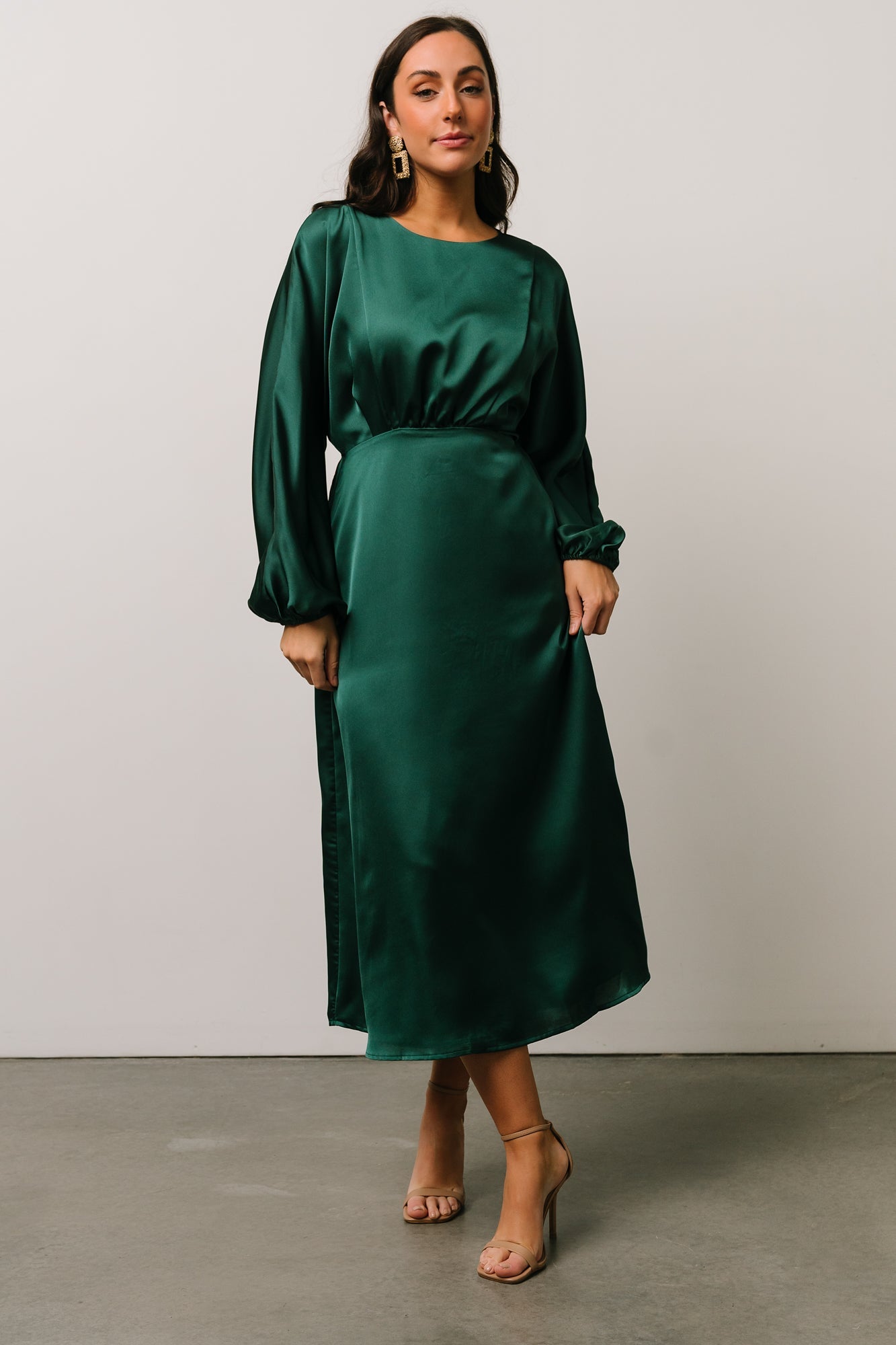 Balta Satin Midi Dress | Emerald - Baltic Born