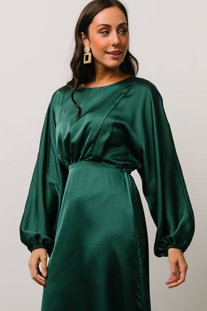 Balta Satin Midi Dress | Emerald - Baltic Born