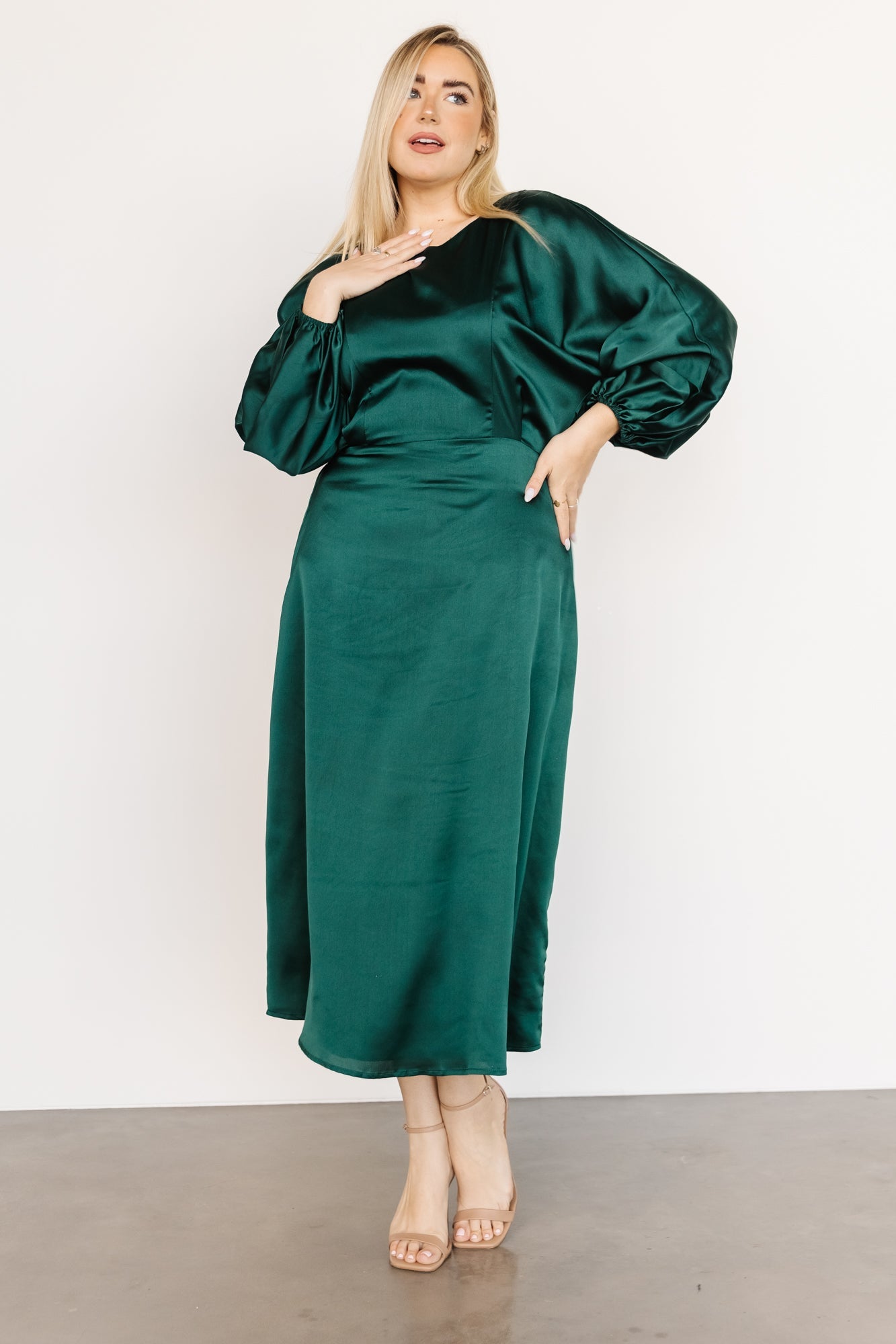 Balta Satin Midi Dress | Emerald - Baltic Born