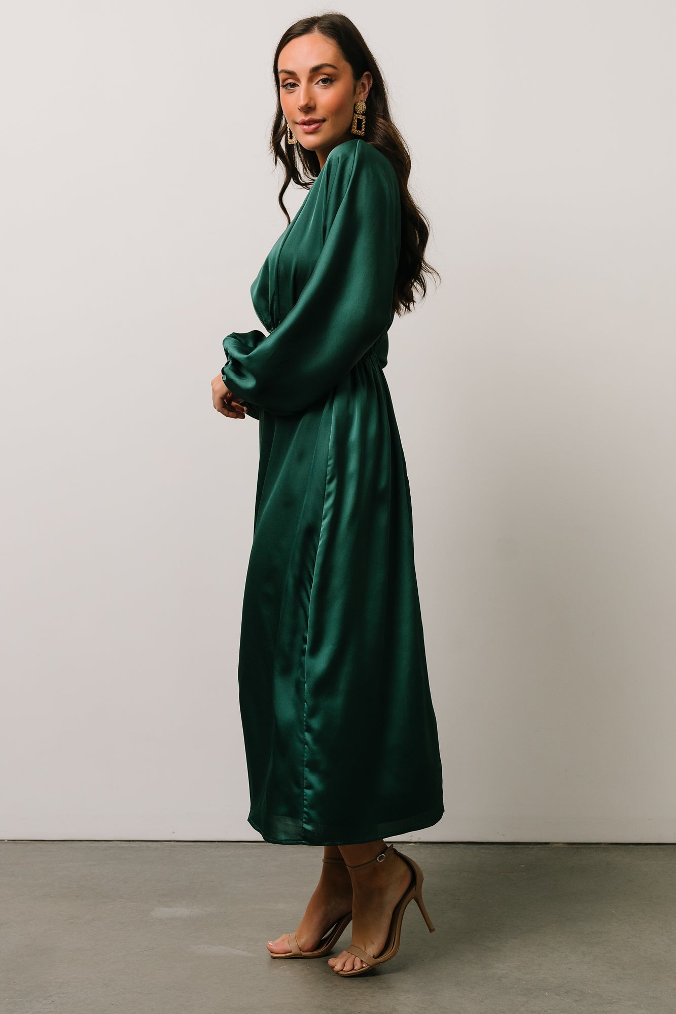 Balta Satin Midi Dress | Emerald - Baltic Born