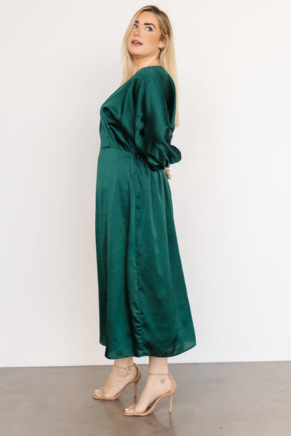 Balta Satin Midi Dress | Emerald - Baltic Born