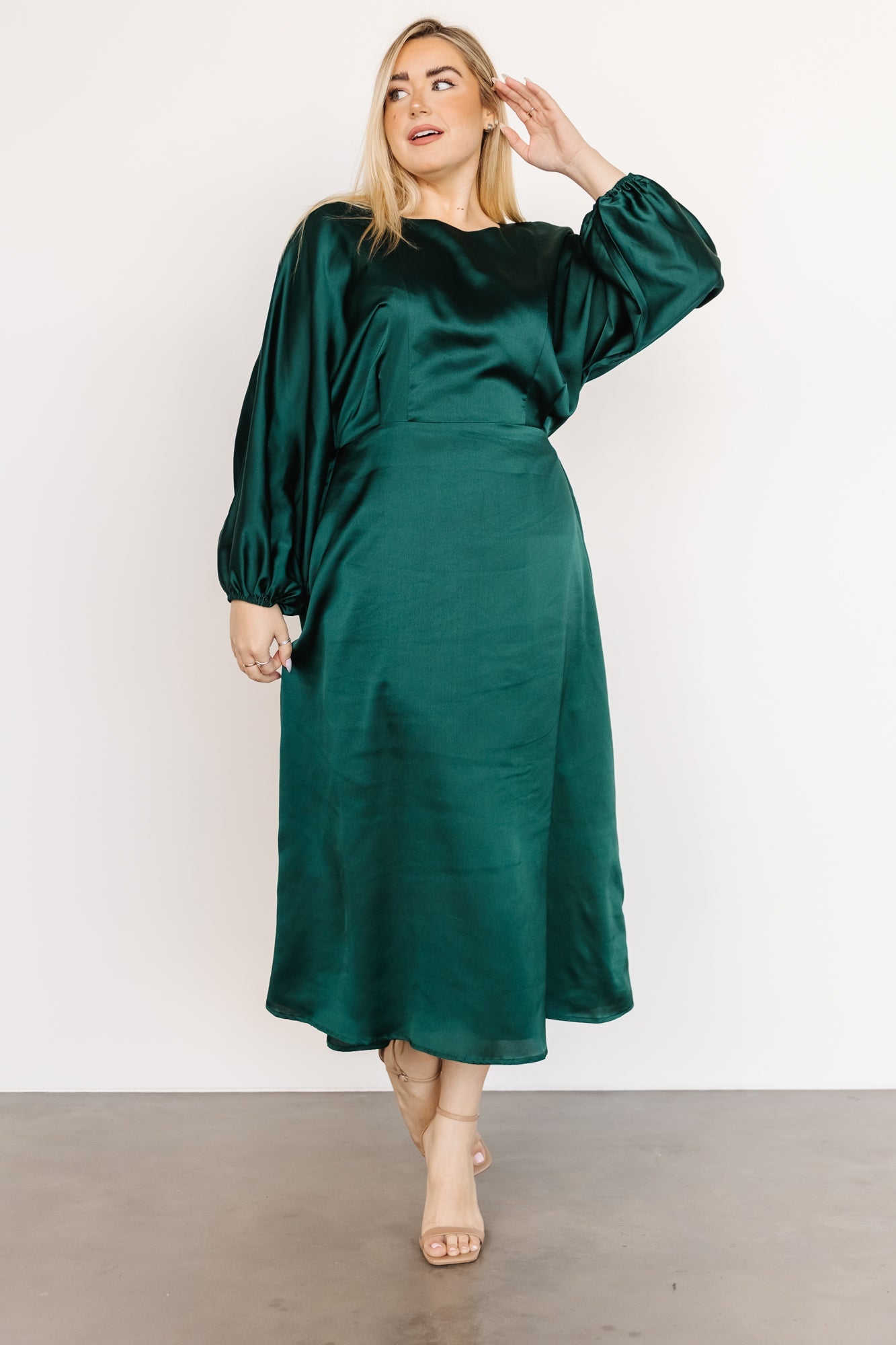 Balta Satin Midi Dress | Emerald - Baltic Born