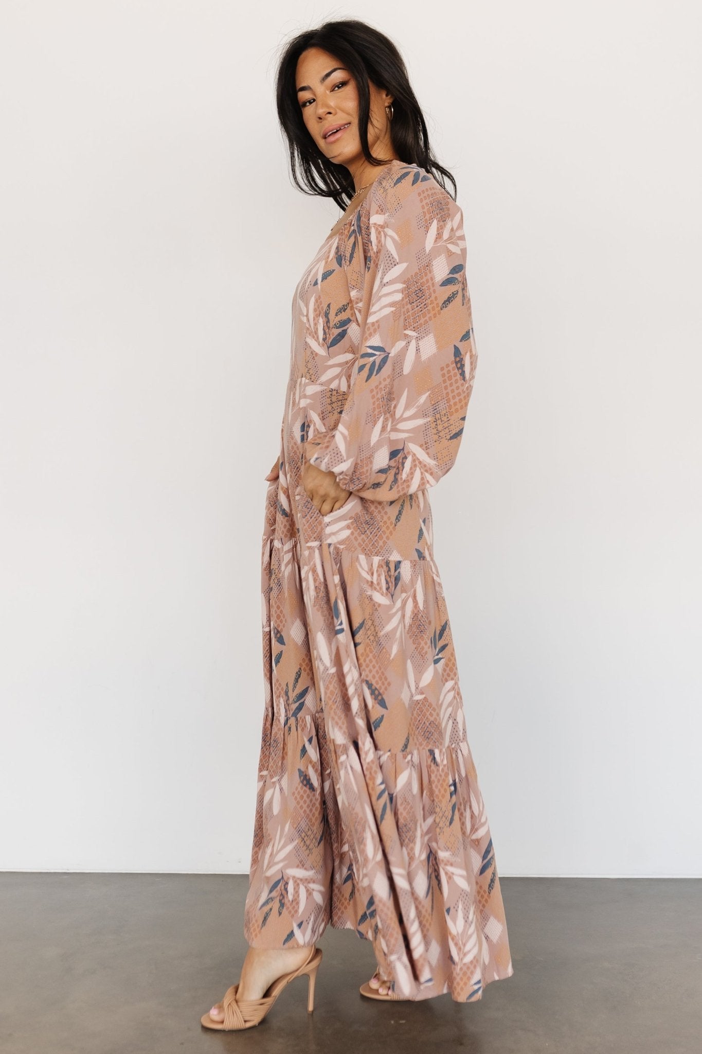 Barbara Maxi Dress | Dusty Mauve Print - Baltic Born