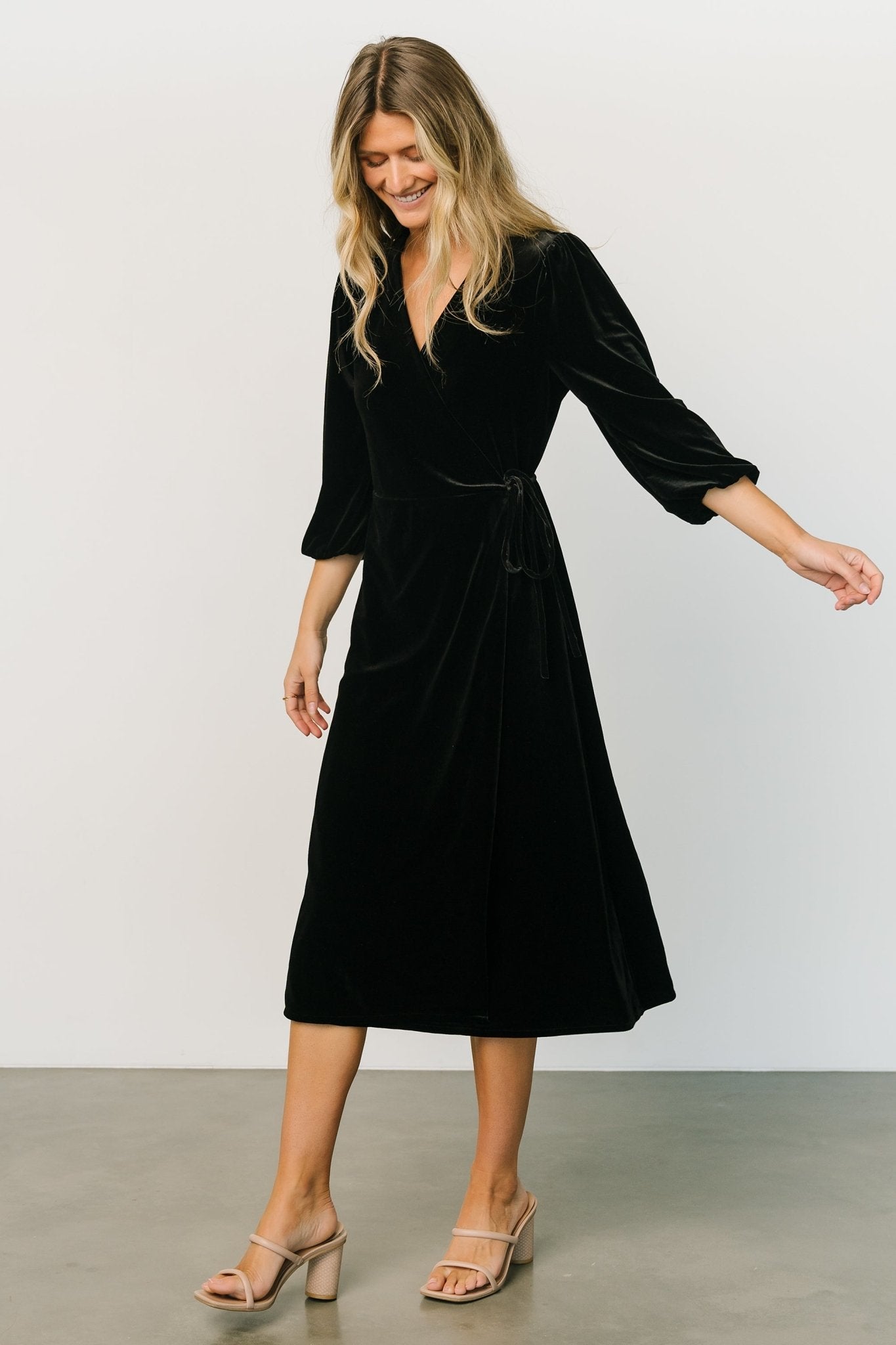 Beckinsale Velvet Wrap Dress | Black - Baltic Born