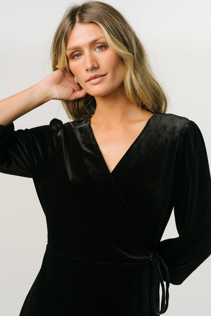 Beckinsale Velvet Wrap Dress | Black - Baltic Born